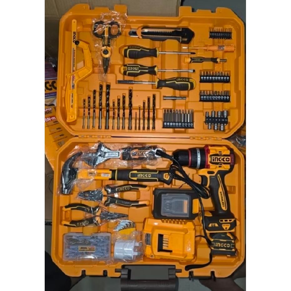 INGCO 20V IMPACT DRILL 66NM IN 166PCS TOOL KIT SET HKTHP41662
