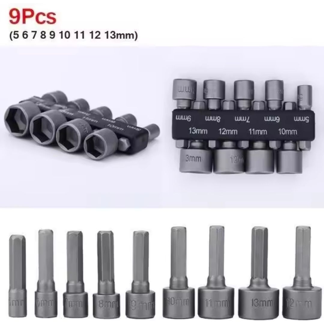 Fendimart 14-in-1 Hex Nut Driver Socket Bit Set (Metric & SAE — 1/4" Shank