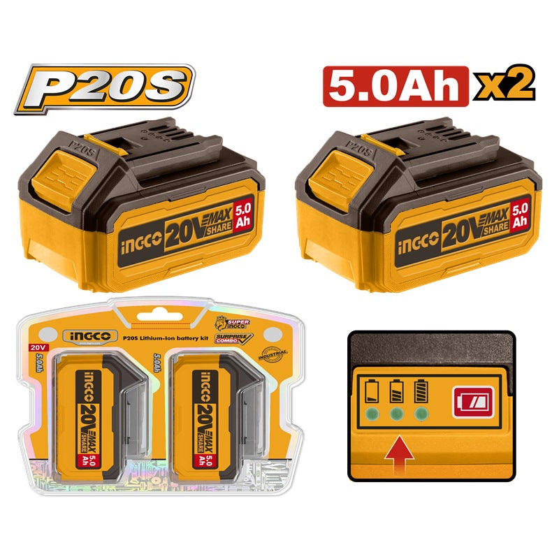 INGCO 20V 2x5.0Ah Battery Value Pack COSLI240464