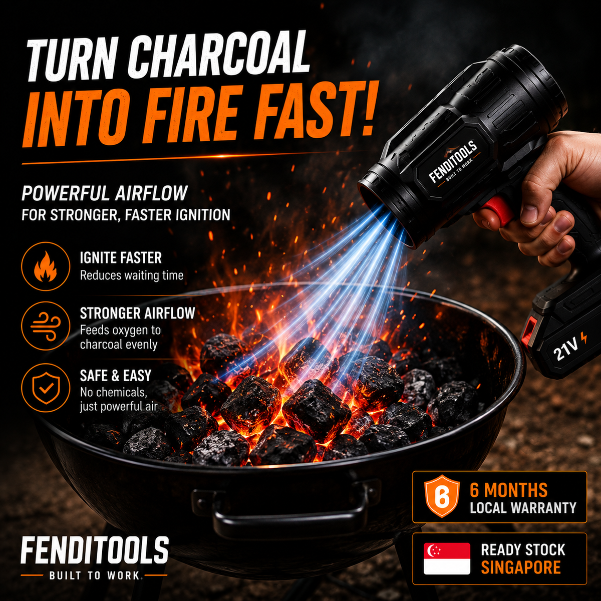 Fendimart Cordless BBQ Fire Starter & Portable Air Blower Kit