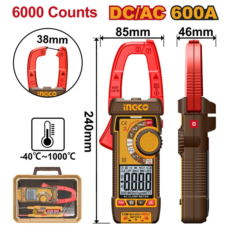 INGCO Digital DC/AC 600A Clamp Meter DCM66002