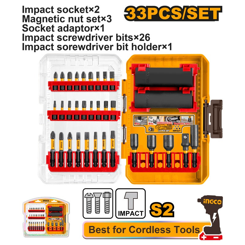 INGCO 33PCS Impact Driver Bits + Socket Set AKDL53306