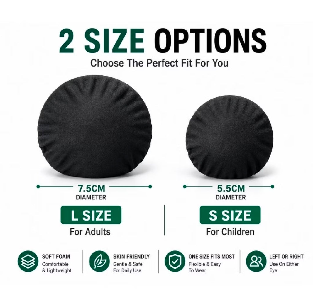 Concave Foam Eye Patch | Adjustable Elastic Strap | Fits Left & Right Eye | 2 Pcs Pack
