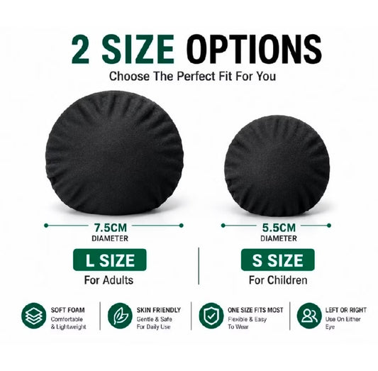 Concave Foam Eye Patch | Adjustable Elastic Strap | Fits Left & Right Eye | 2 Pcs Pack