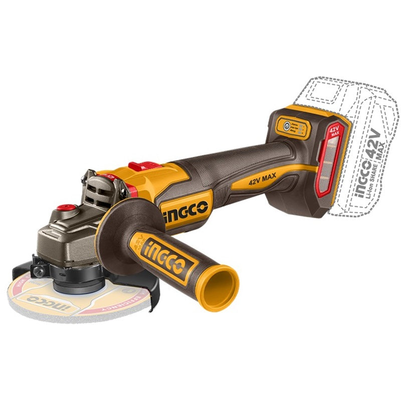 INGCO 42V BL 4in 1280W Angle Grinder 2x2.5Ah + Discs + Case CAG4728102