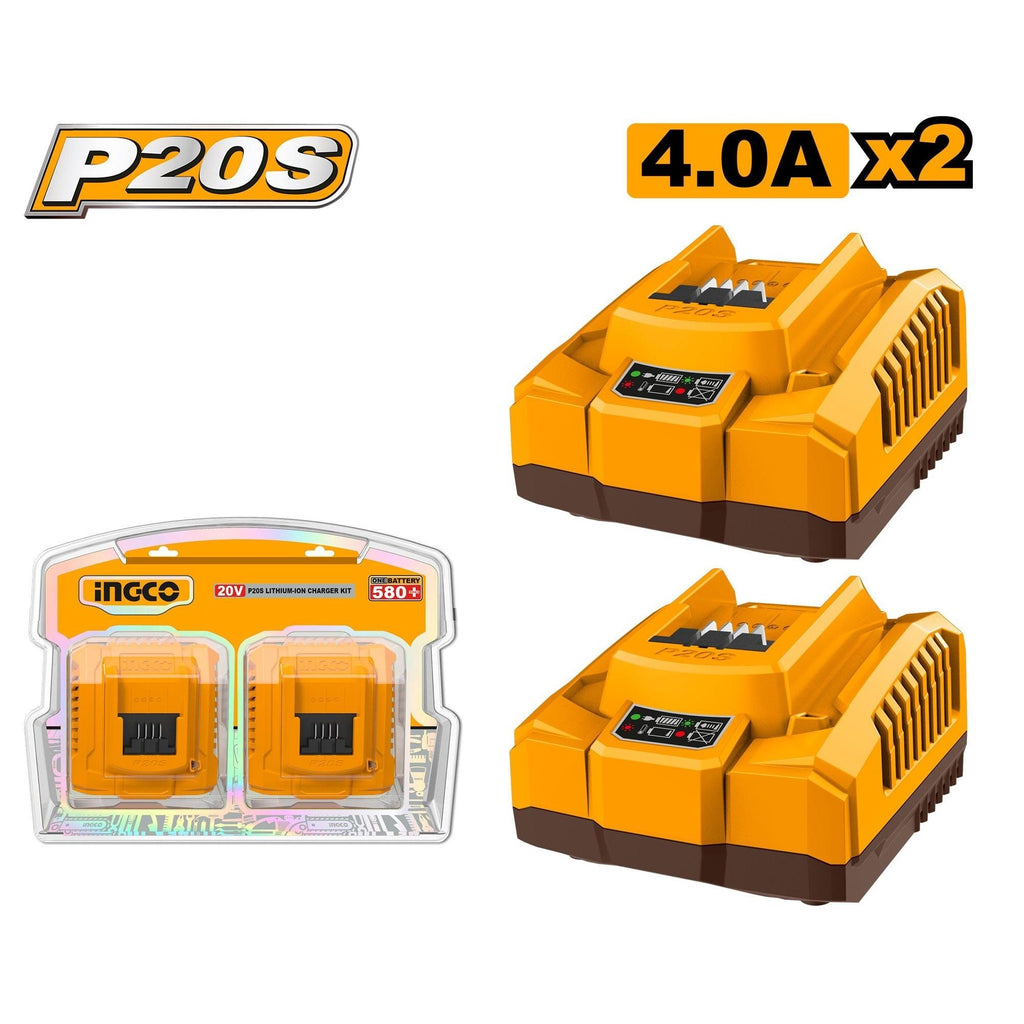 INGCO 20V 2PCS FAST CHARGER 4A VALUE PACK COSLI250388