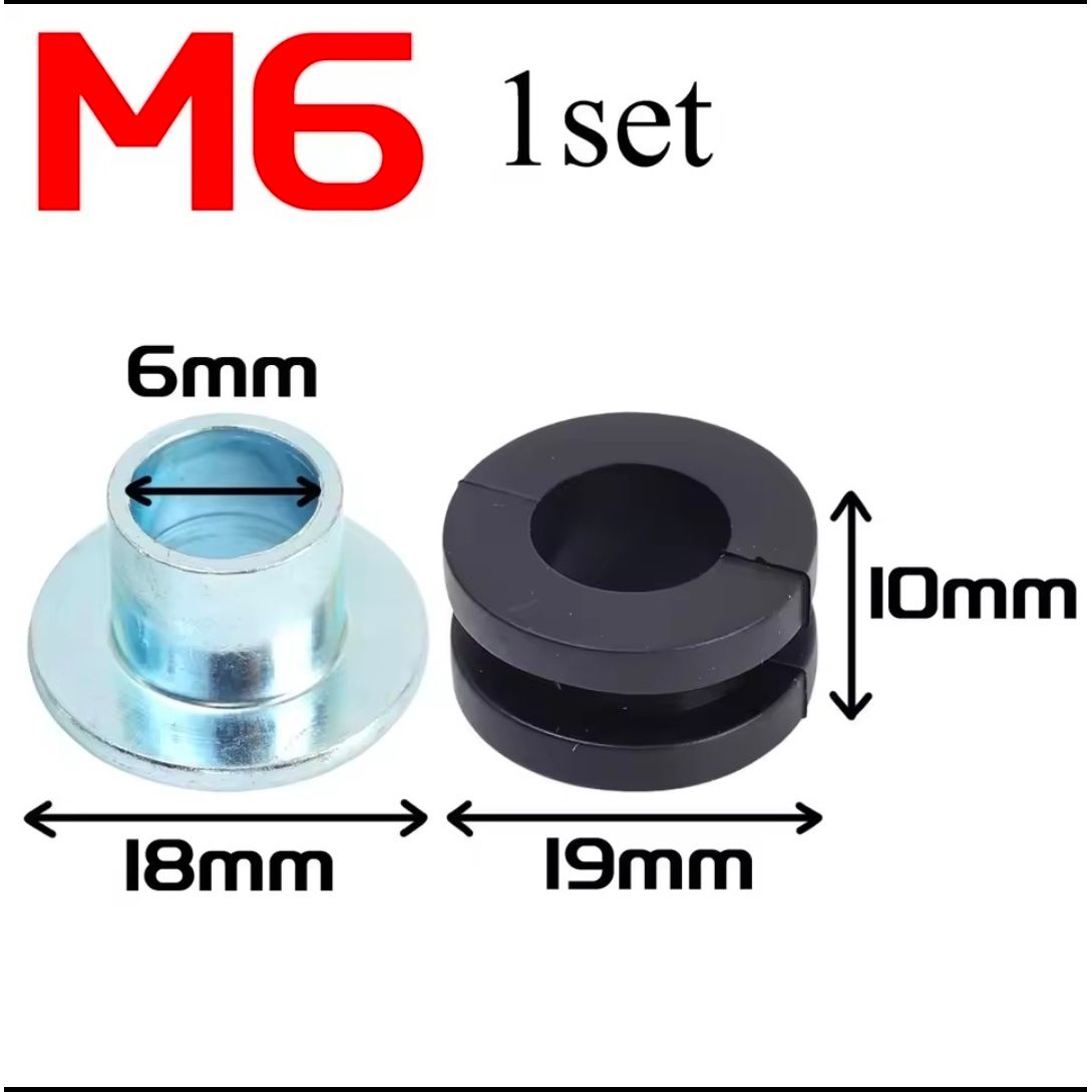 M6 Motorcycle Anti-Vibration Rubber Cushion Mount with Steel Sleeve 10 sets