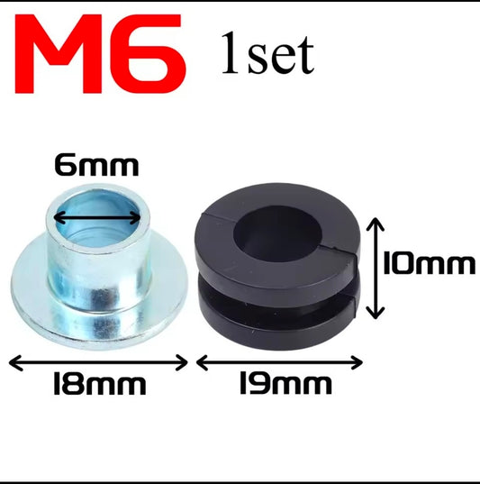 M6 Motorcycle Anti-Vibration Rubber Cushion Mount with Steel Sleeve 10 sets