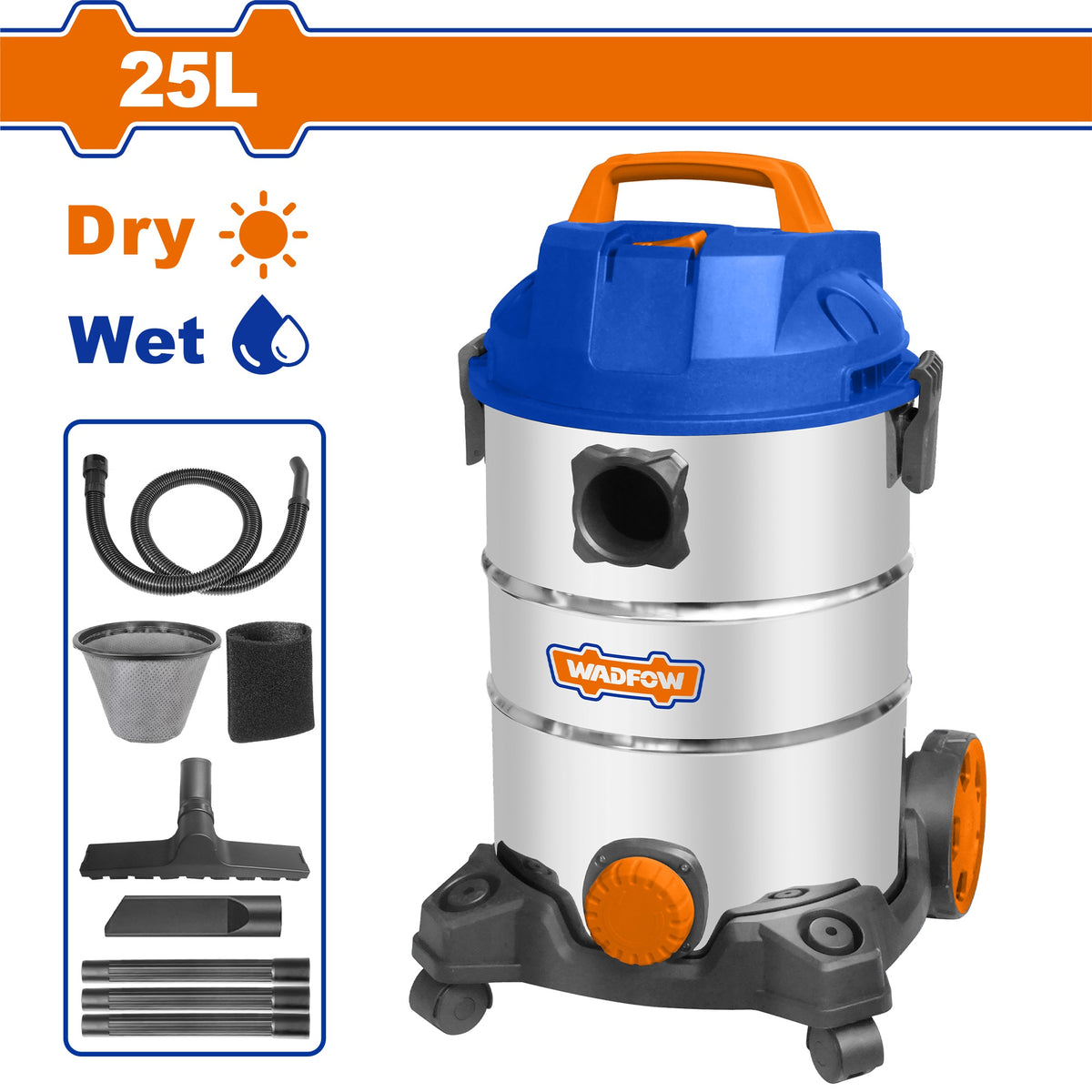 WADFOW Wet & Dry Vacuum Cleaner 1200W 25L Tank WVR4A25
