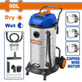 WADFOW Wet & Dry Vacuum Cleaner 3x1200W 90L Tank WVR5A90