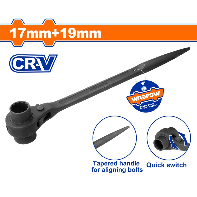 WADFOW Double Socket Ratchet Wrench CR-V 12-Point