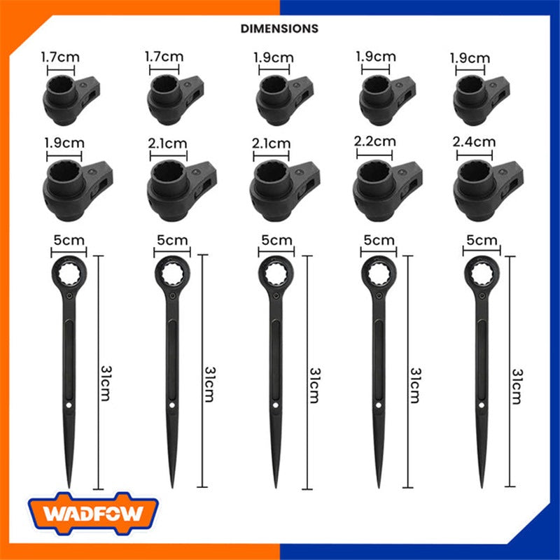 WADFOW Double Socket Ratchet Wrench CR-V 12-Point