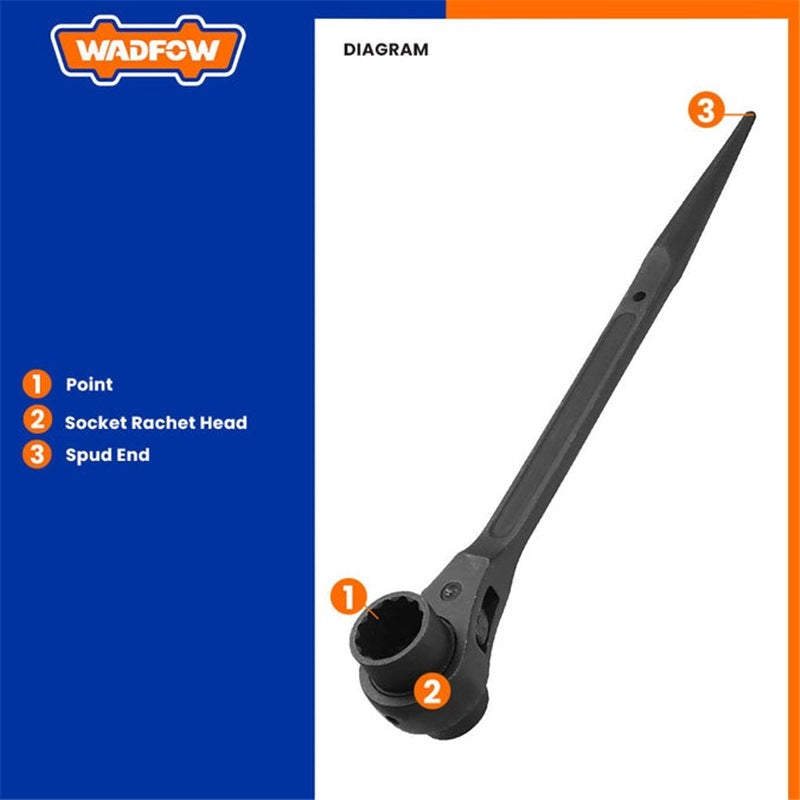 WADFOW Double Socket Ratchet Wrench CR-V 12-Point